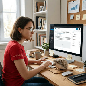 Hedgehog blogger, red shirt innerdialects, WordPress.com screen